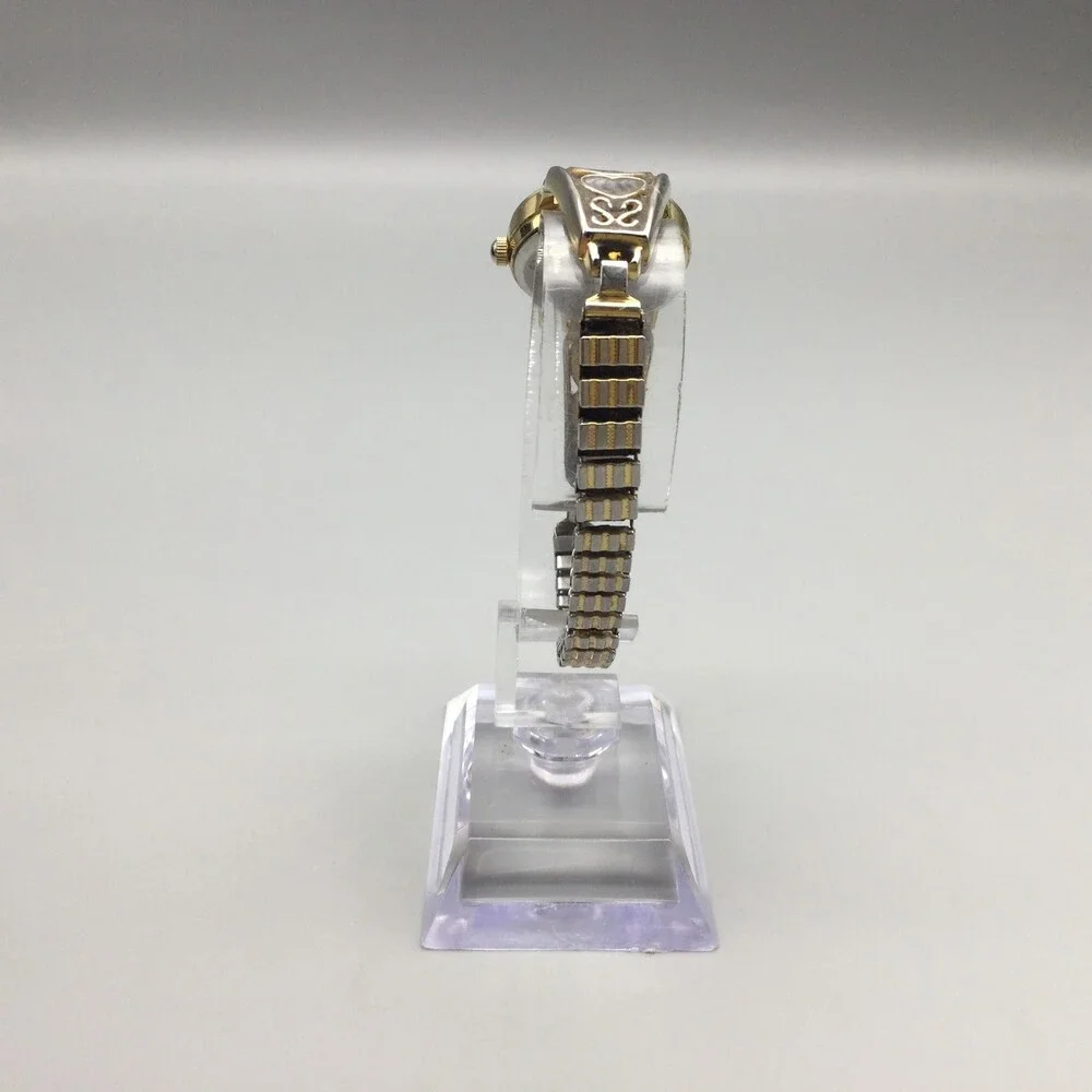 Vintage Abalone Heart Watch Womens 24mm Gold Tone Stretch Band New Battery - Picture 6 of 14